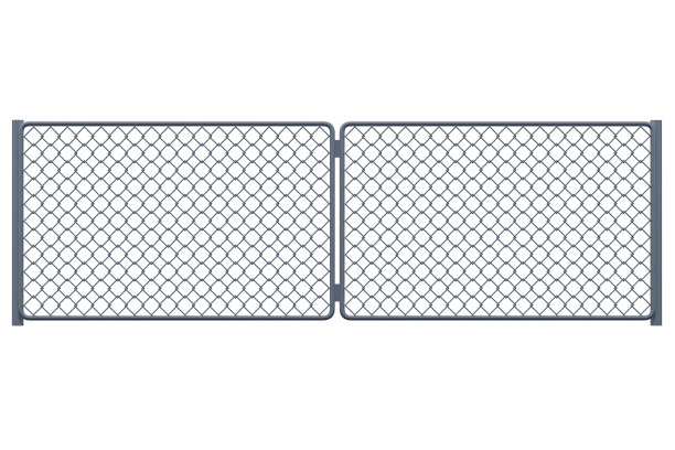 金属栅格栅栏孤立在白色背景上。三维渲染图片下载