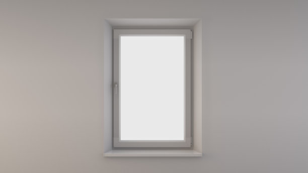 白色墙壁上的单叶紧闭的窗户。图片下载