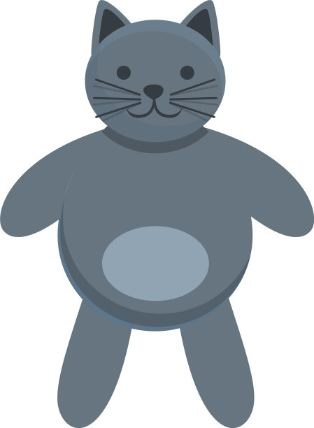 灰色猫娃娃图标卡通风格图片下载