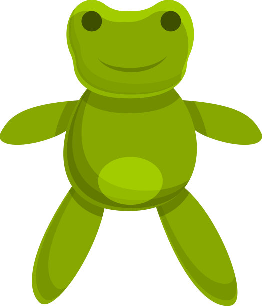 可爱的绿色青蛙娃娃图标卡通风格图片下载