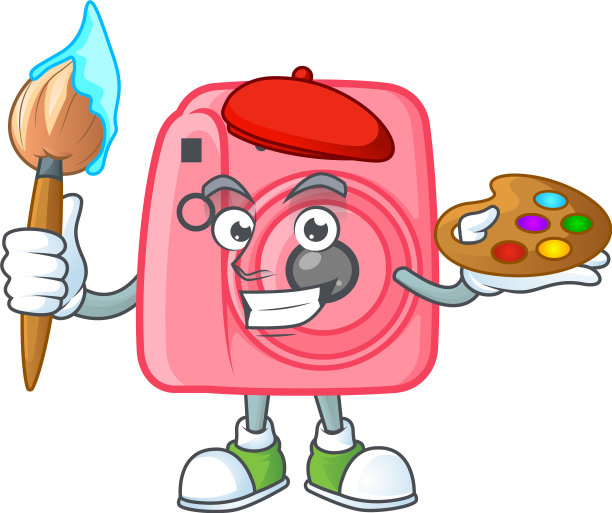 一个优雅的instan相机画家与画笔图标图片下载