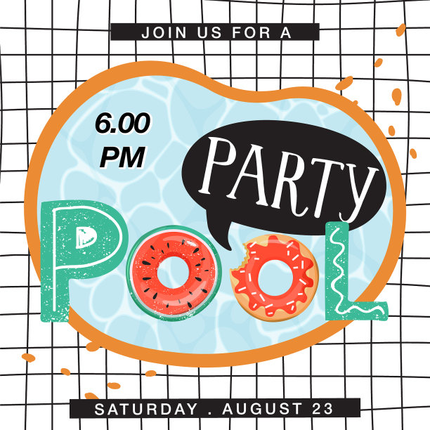 泳池派对邀请横幅图片下载