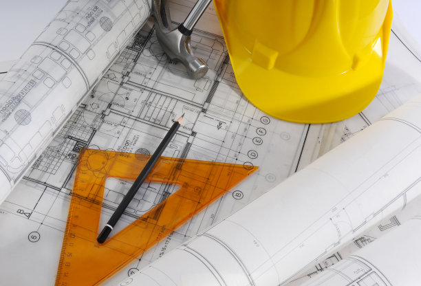 轧制工程蓝图图纸，头盔和尺图片下载