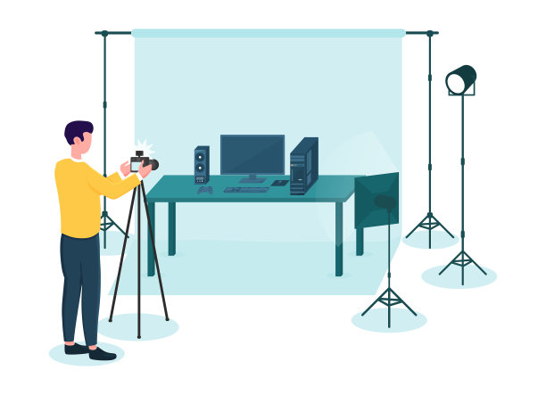 专业男性摄影师进行商业拍摄图片下载