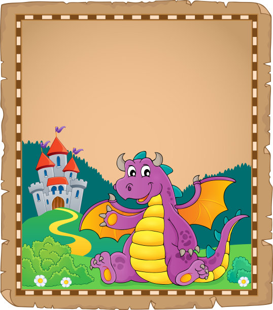 龙与城堡主题羊皮纸图片下载