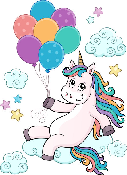 独角兽与气球主题图片图片下载