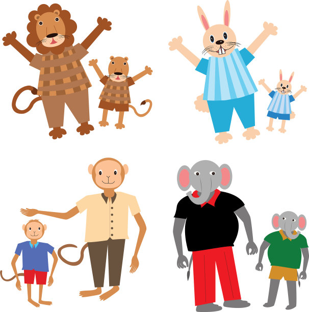 带孩子的动物父母图片下载