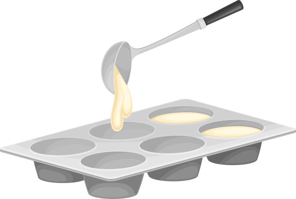 将液态面团倒入蛋糕中的烘焙工艺图片下载