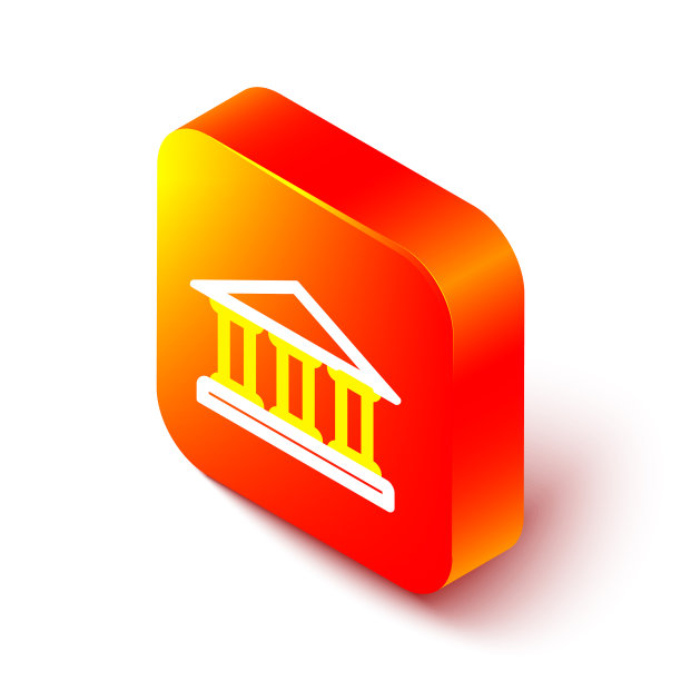 等距线博物馆建筑图标孤立上图片下载