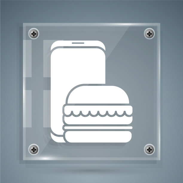 白色的在线订购和快餐外卖图标图片下载