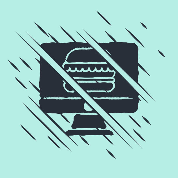 黑色的在线订餐和快餐外卖图标图片下载