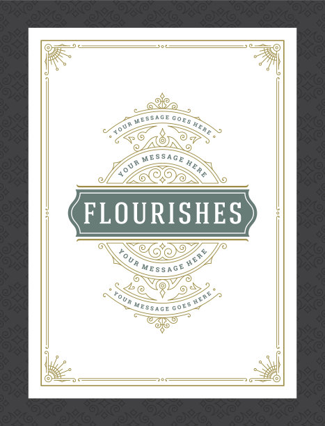 复古装饰贺卡，书法华丽图片下载