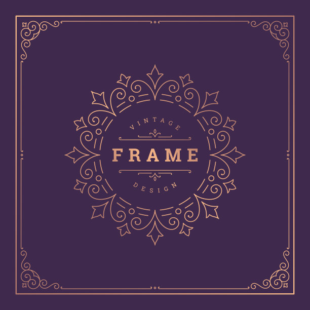 复古花饰旋涡线框图片下载