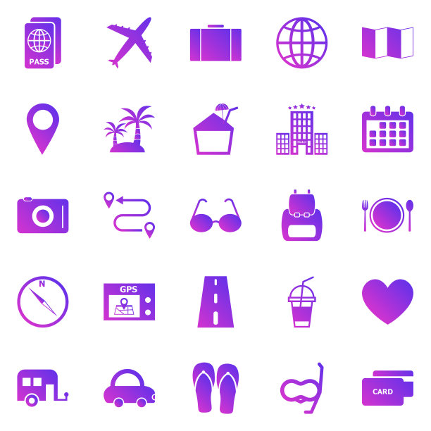 旅行渐变图标在白色背景图片下载