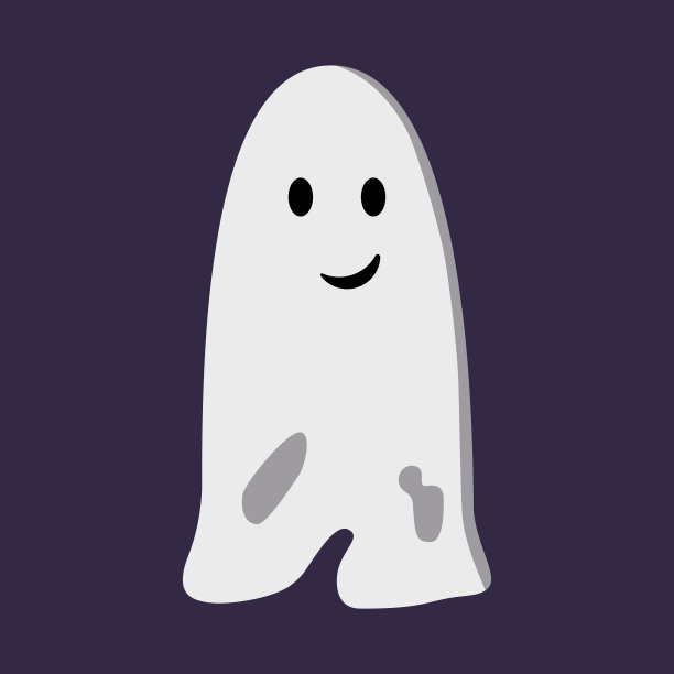 可爱有趣的幽灵孤立在黑暗的背景图片下载