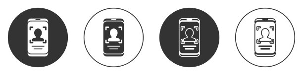 黑色手机和面部识别图标图片下载