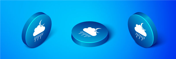 等距云与雨和月亮图标孤立图片下载