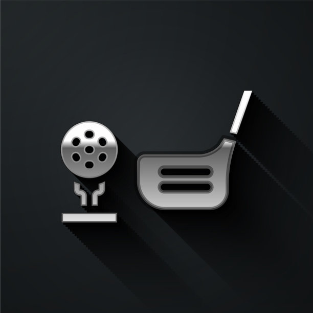 银质高尔夫球旗和球座图标图片下载