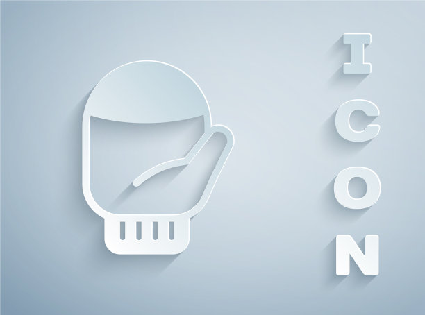 剪纸圣诞手套图标孤立在灰色图片下载