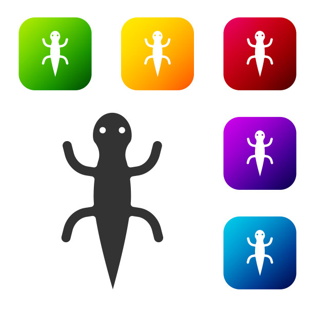 黑色蜥蜴图标孤立在白色背景图片下载