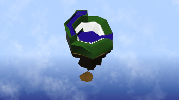 令人惊叹的生态岛漂浮在空中的3d渲染。图片下载