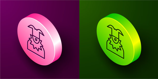 等距线小丑头图标孤立在紫色图片下载