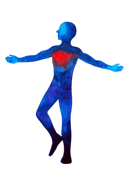 人体站立手立姿势，抽象人体水彩画手绘插画设计图片下载