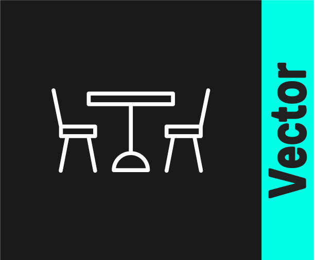 白色线野餐桌子与椅子在两边图片下载