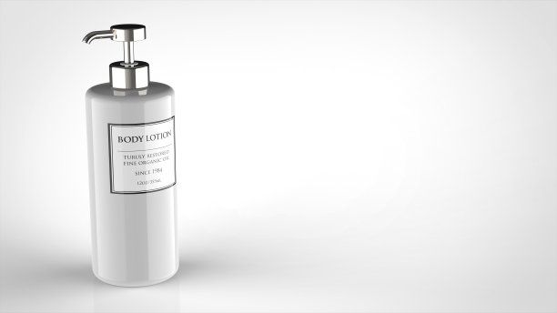 瓶白色身体乳液留下3d渲染。jpg图片下载