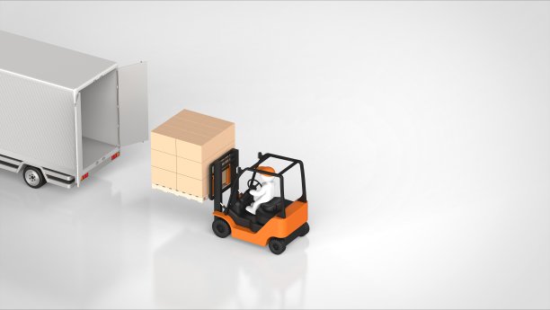 卡车背面和叉车角度左3d图片下载