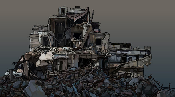 破旧的三层楼一堆堆图片下载