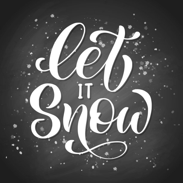 让它雪刷手写字母，在黑板背景上。矢量类型粉笔插图。可用于节日喜庆设计。图片下载