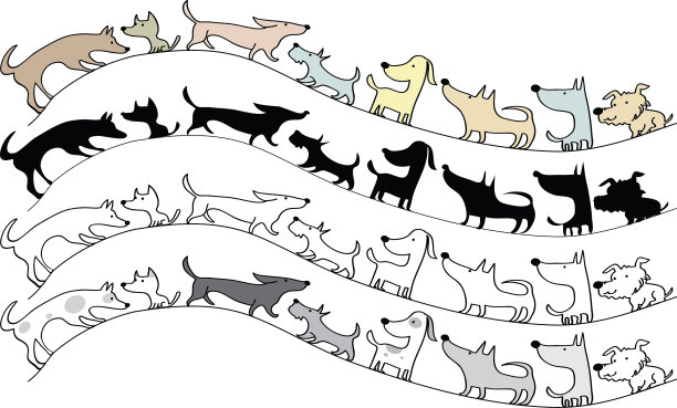 矢量卡通小狗小狗边界背景图片下载