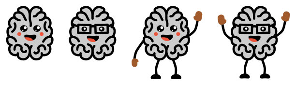 可爱可爱式快乐微笑大脑图标图片下载