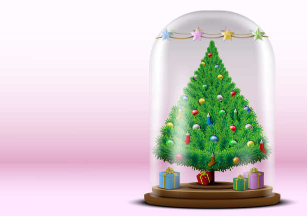 在一个罐子里的圣诞树图片下载