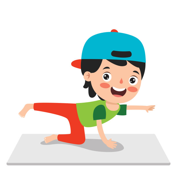 滑稽的孩子做瑜伽姿势图片下载