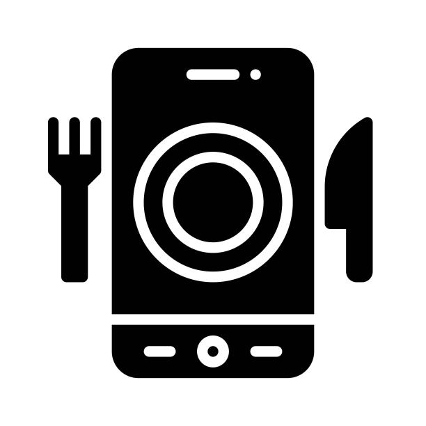 食品配送App图标，移动应用矢量插画图片下载