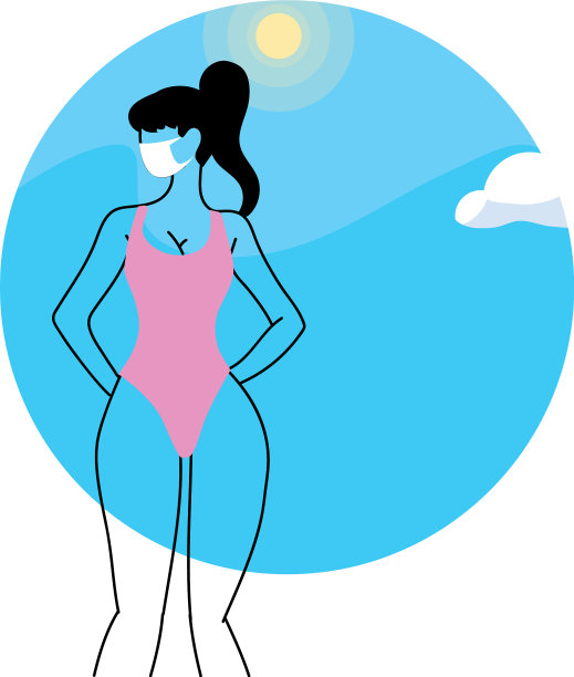 在海滩夏天戴面具的女人图片下载