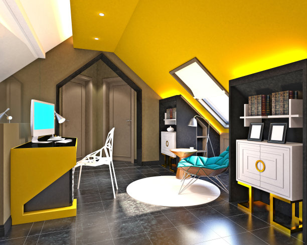 3d渲染的家庭办公室工作在大流行的日子图片下载