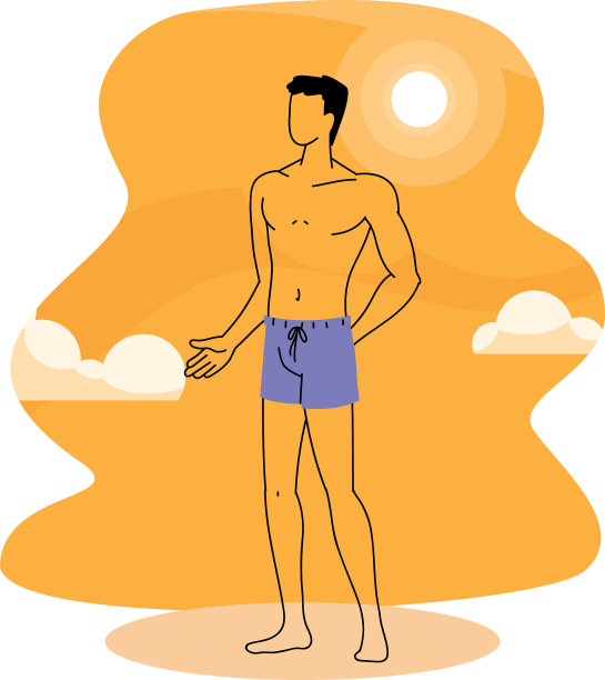 夏日沙滩上戴面具的男人图片下载