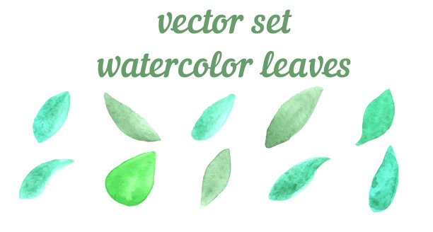 设置水彩的叶片和水彩的绿色图片下载