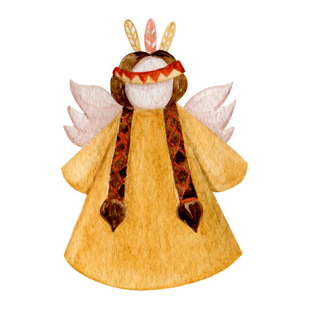 印度女子天使水彩插画。图片下载