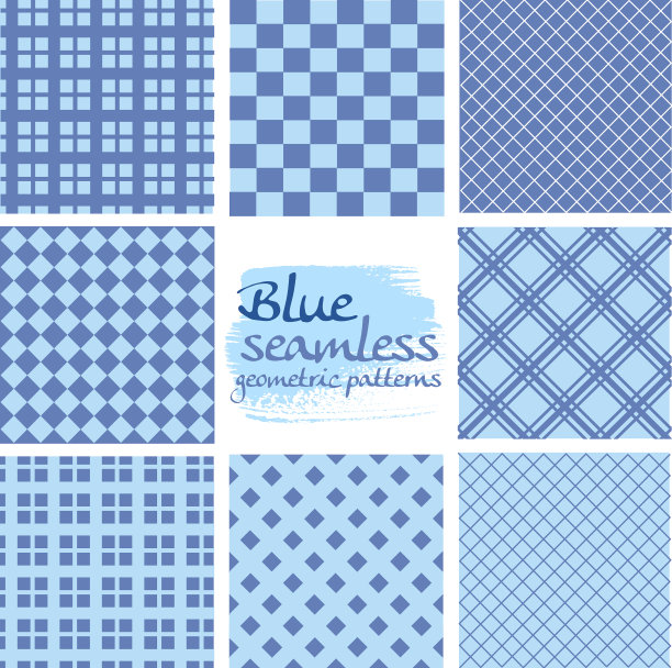 在正方形中设置蓝色无缝几何图案图片下载
