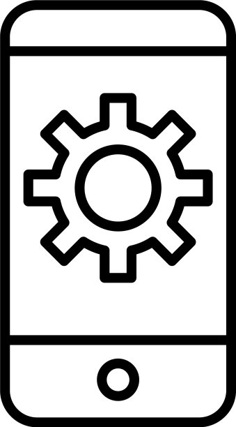齿轮机工作在智能手机线风格图标图片下载