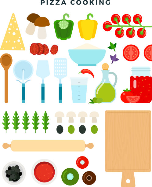 所有制作披萨的原料图片下载
