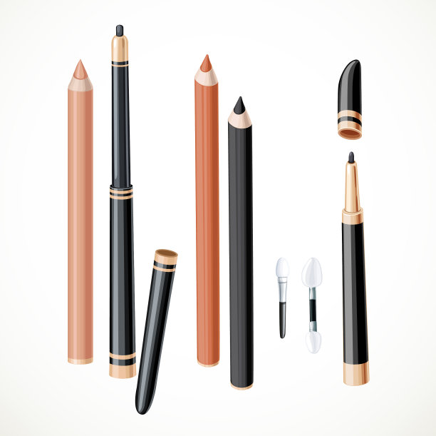 设置黑色和粉色化妆品铅笔轮廓图片下载