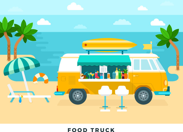 海滩上的餐车图片下载