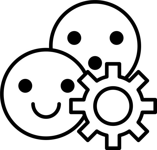 带表情符号的齿轮机械线条风格设计图片下载