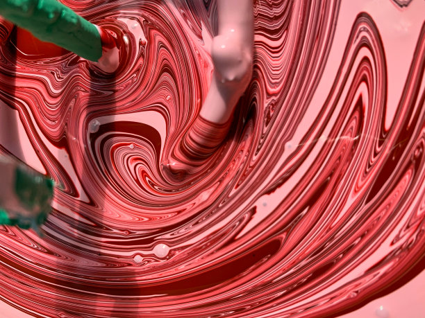 抽象绘画。油漆上有粉红色的环氧树脂污渍。混合颜料。图片下载