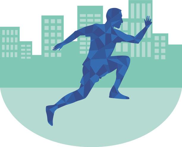 一个运动员在城市里奔跑的剪影图片下载